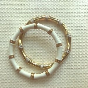 Lilly Pulitzer Bangle Bracelets Gold White Bamboo